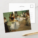 Postal La clase de baile | Edgar Degas<br><div class="desc">La clase de danza (1874) del artista francés Edgar Degas. La pintura original de arte fino es un óleo sobre lienzos que representa una clase de baile en una sala de ensayo en la antigua Ópera de París. Utilice las herramientas de diseño para agregar texto personalizado o personalizar la imagen....</div>