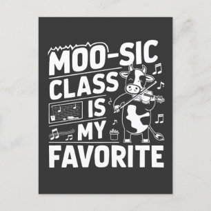 Postal La Clase Moo-sic es mi escuela favorita de Moo Cow