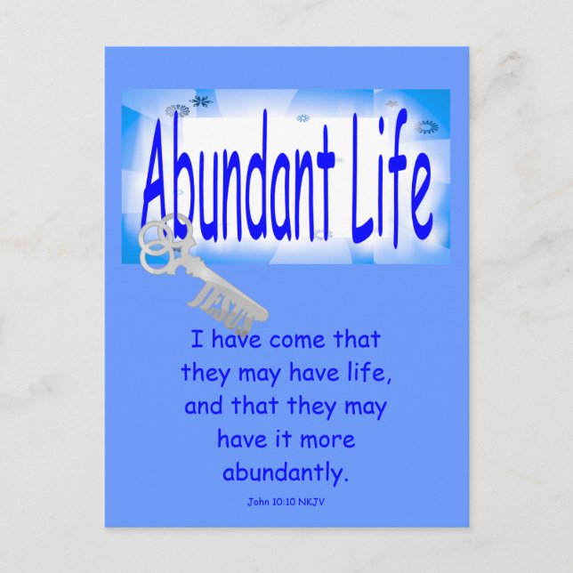 Postal La clave para una vida abundante v2 (Juan 10:10) (Anverso)