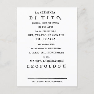 Postal La Clemenza di Tito Libretto página de título