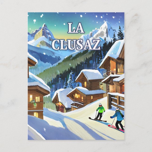Postal La Clusaz : Éclat Enneigé, Charme Authentique  (Anverso)
