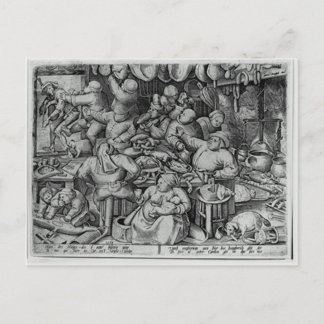 Postal La cocina gorda de Pieter Bruegel el anciano (Anverso)