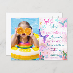 Postal La cola de la sirena acuarela Cumpleaños Under the