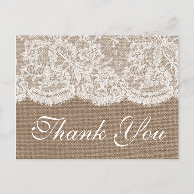 Postal La colección de Bodas Burlap & Lace (Anverso)