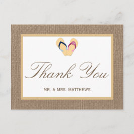 Postal La colección de Bodas Flip-Flop Sand Beach Burlap