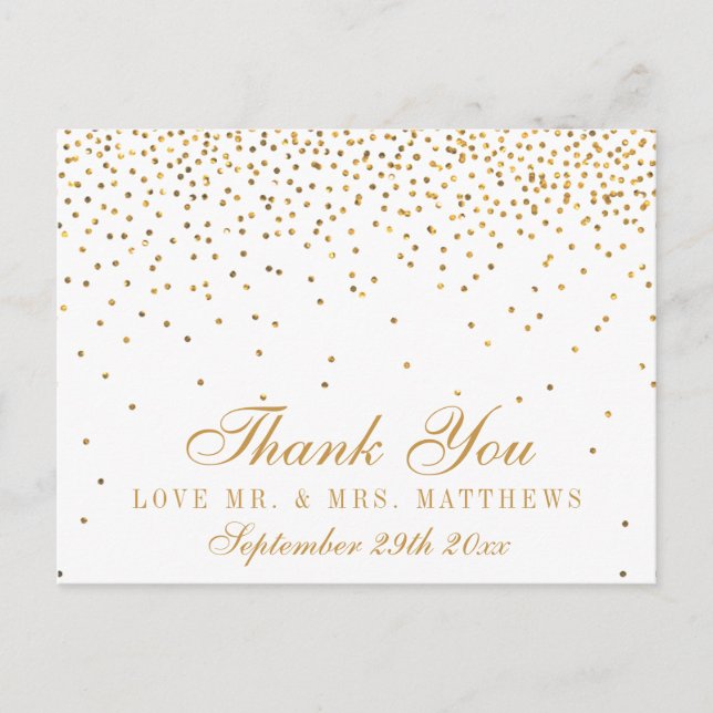 Postal La colección de Bodas Glam Gold Confetti (Anverso)