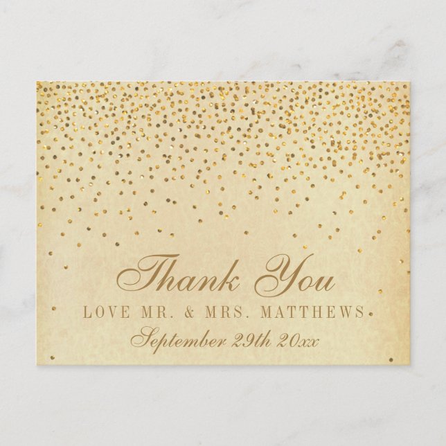 Postal La colección de Bodas Glam Gold Confetti (Anverso)