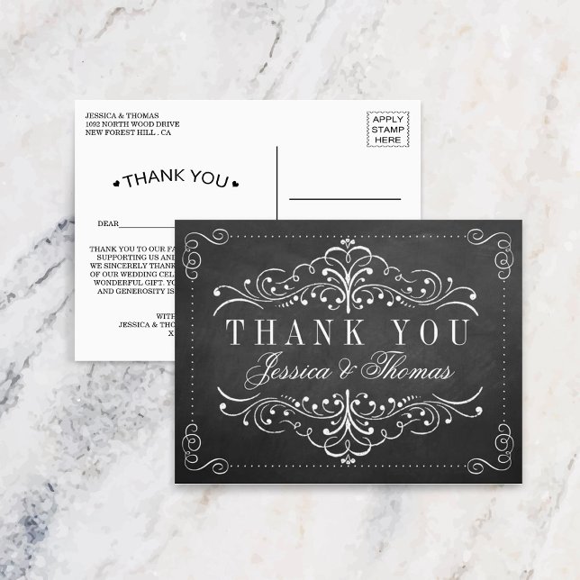 Postal La colección de Bodas Ornate Chalkboard (Subido por el creador)