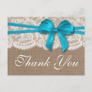 Postal La colección de Bodas Rustic Blue Bow