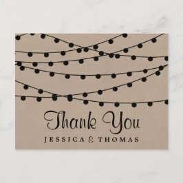Postal La colección de Bodas Rustic Kraft Lights