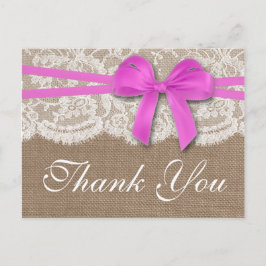 Postal La colección de Bodas Rustic Pink Bow