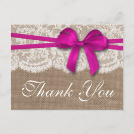 Postal La colección de Bodas Rustic Pink Bow