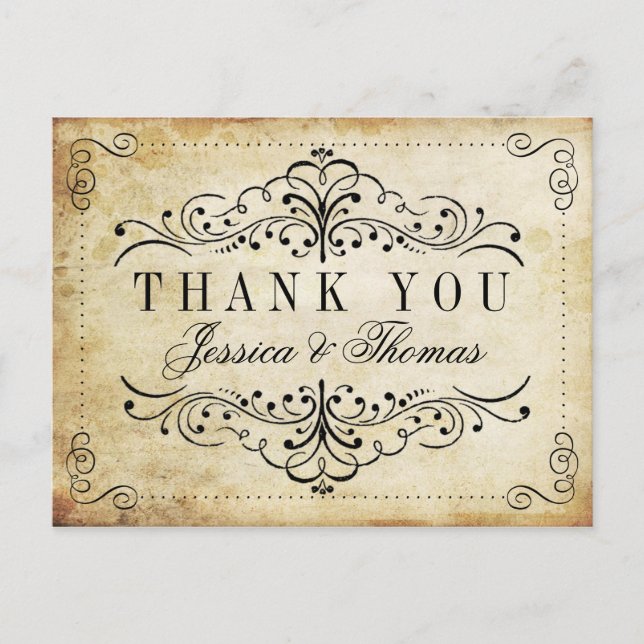 Postal La colección Ornate Flourish Vintage Wedding (Anverso)