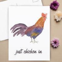 La colorida acuarela de pollo solo se pica en una