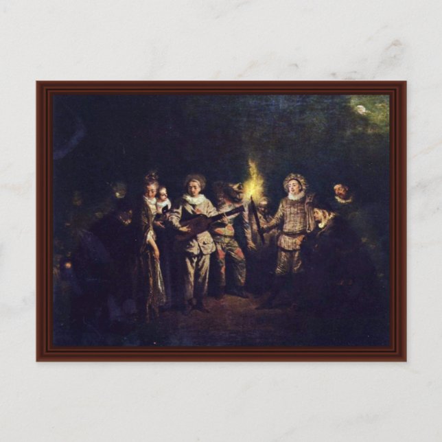 Postal La comedia italiana (L'Amour Au Théâtre Italien) (Anverso)