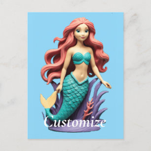 Postal La comedida sirena de cabeza roja Thunder_Cove