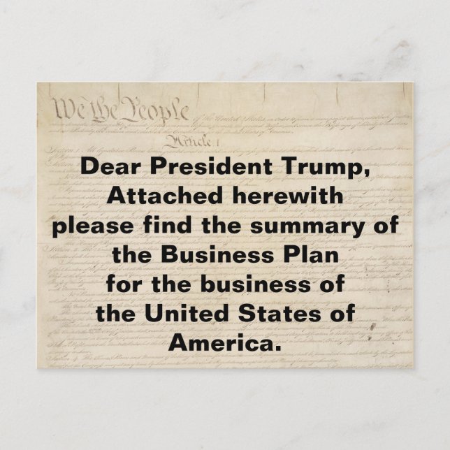 Postal La Constitución de Trump es el plan de negocios de (Anverso)