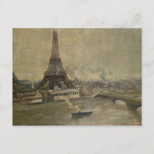 Postal La construcción de la Torre Eiffel