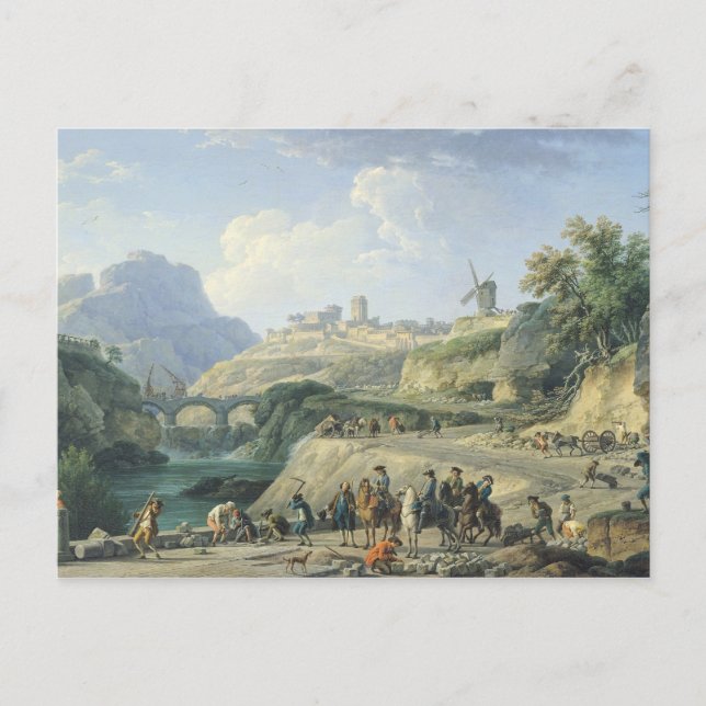 Postal La construcción de una carretera, 1774 (Anverso)