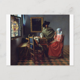 Postal La copa de vino de Johannes Vermeer