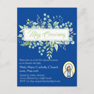 Postal La corona de mayo invita a la Virgen María Católic