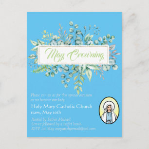 Postal La corona de mayo invita a la Virgen María Católic