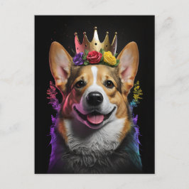 Postal La Corona del Corgi - Postcarta de arte canino