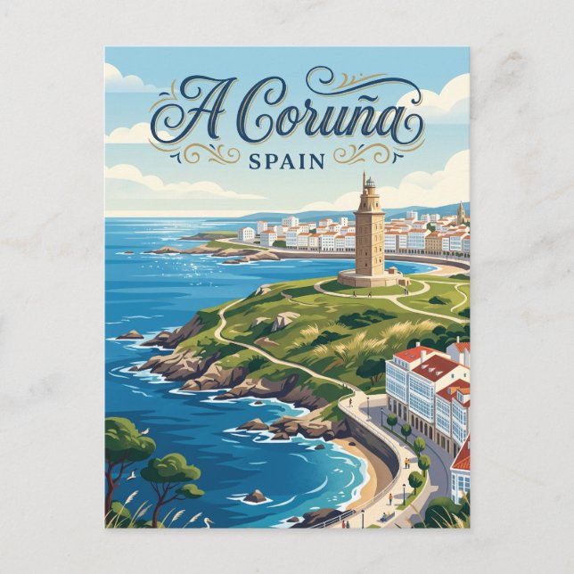 Postal La Coruña, España (Anverso)