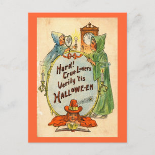 Postal La cosecha de Halloween Espejo y Bruja