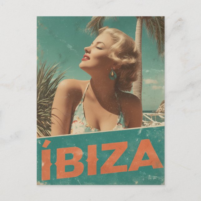 Postal La cosecha de Ibiza de los años 50 (Anverso)