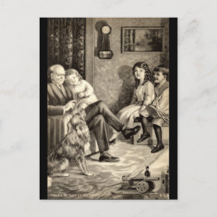 Postal La cosecha de los cuentos del abuelo en 1918