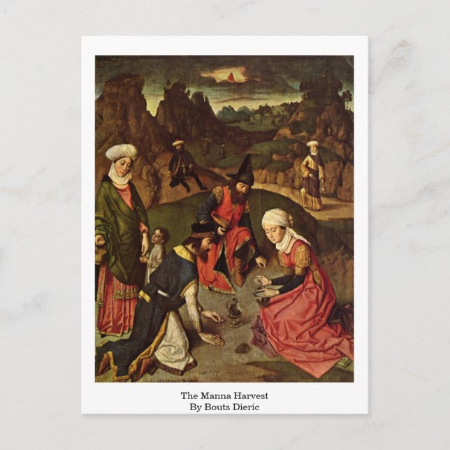 Postal La Cosecha De Manna Por Bouts Dieric (Anverso)