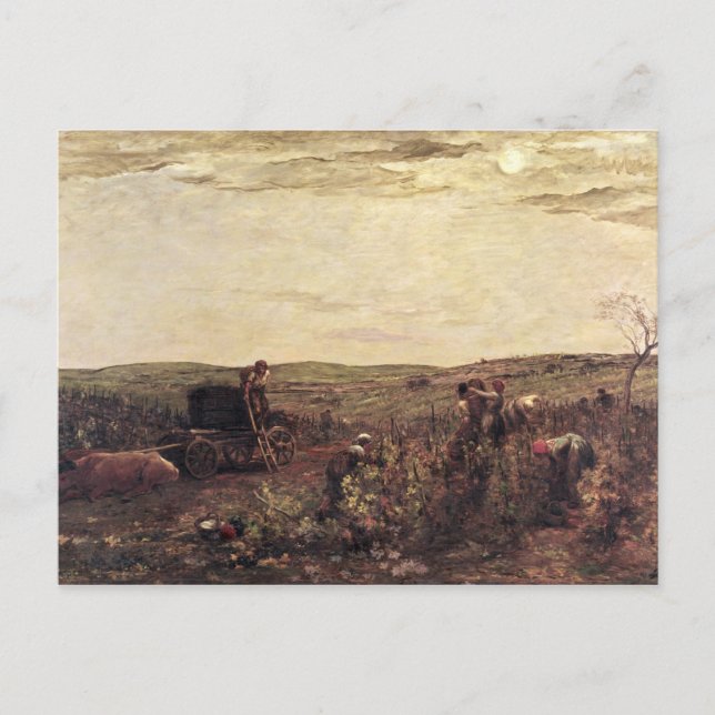 Postal La cosecha de vino en Borgoña, 1863 (Anverso)