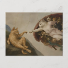 Postal La Creación de Adam Gatos Arte de Parodia del Rena