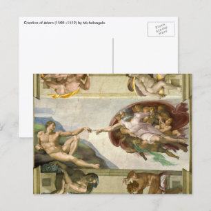 Postal La Creación de Adán de Miguel Ángel (Creación de A