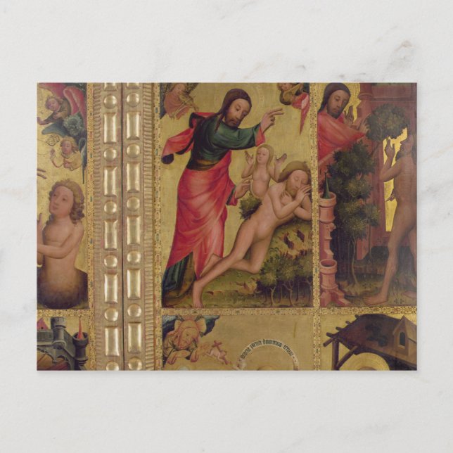 Postal La creación de Eva, un panel de Grabower (Anverso)