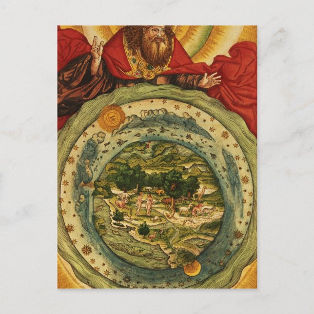 Postal La creación, de la Biblia Luther, c.1530 (Anverso)