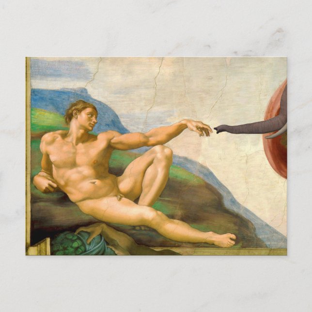 Postal La Creación De La Parodia De Adam (Anverso)