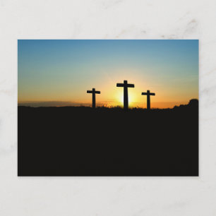 Postal La crucifixión cruza al atardecer