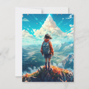 Postal La cumbre en su alma   Anime Hiker Chica