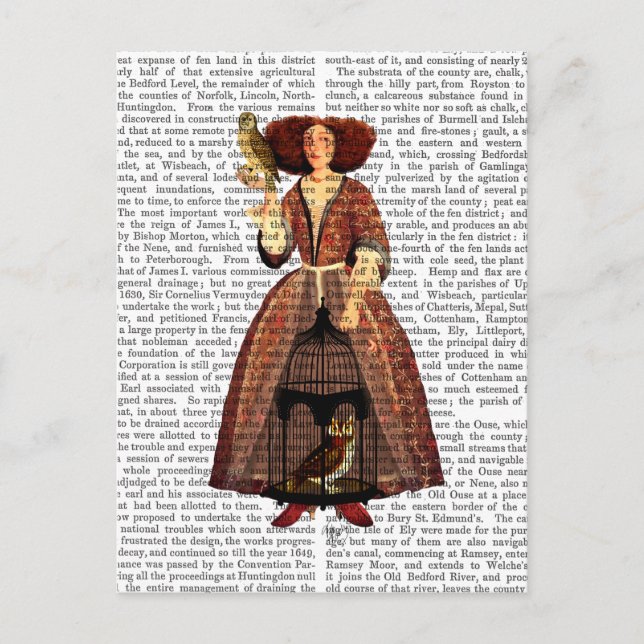 Postal La dama de búho (Anverso)