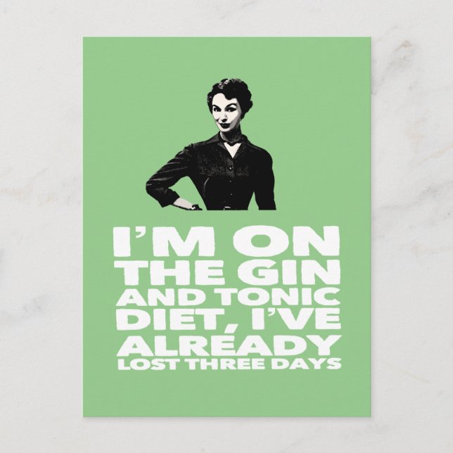 Postal la dama de cosecha de Gin y Tonic Diet (Anverso)