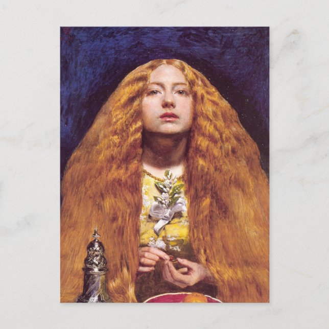 Postal La dama de honor, c.1851 por John Everett Millais (Anverso)