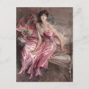Postal La dama de rosa (1916) por Giovanni Boldini