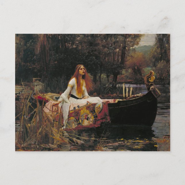 Postal La dama de Shalott, John William Waterhouse (Anverso)