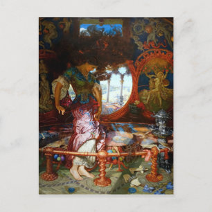 Postal La Dama de Shalott por el preraphaelite William Hu
