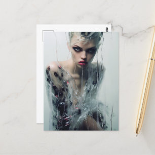 Postal La Dama Limpia Vestido De Plástico Detrás De La Ve