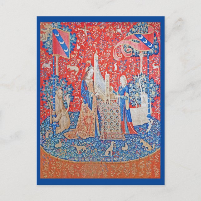 Postal La Dama y la Audiencia Unicornio (Anverso)