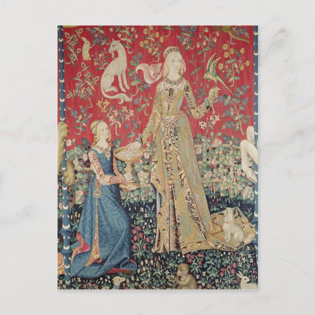 Postal La Dama y la Unicornio: 'Gusto' (Anverso)