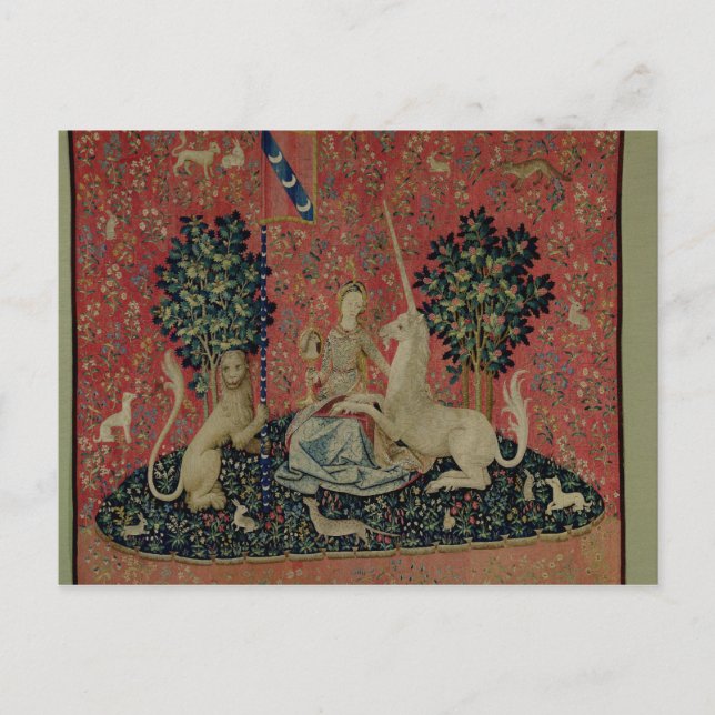 Postal La Dama y la Unicornio: 'Vista' (Anverso)
